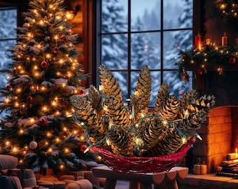 Christmas Sugar Pine Holiday Rustic Counter Top Cabin Decor