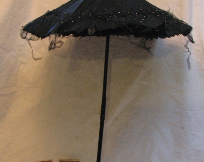 Victorian Civil War Era Mourning Parasol Black Folding Etsy