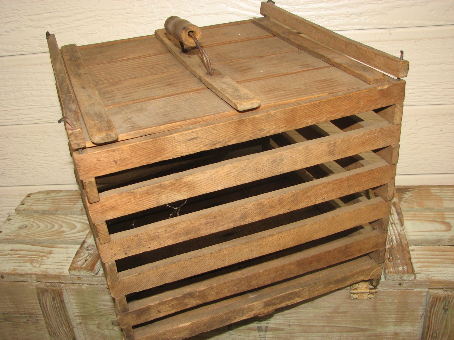 Antique Wooden Chicken Crate Chicken Carrier Primitive Farm Etsy