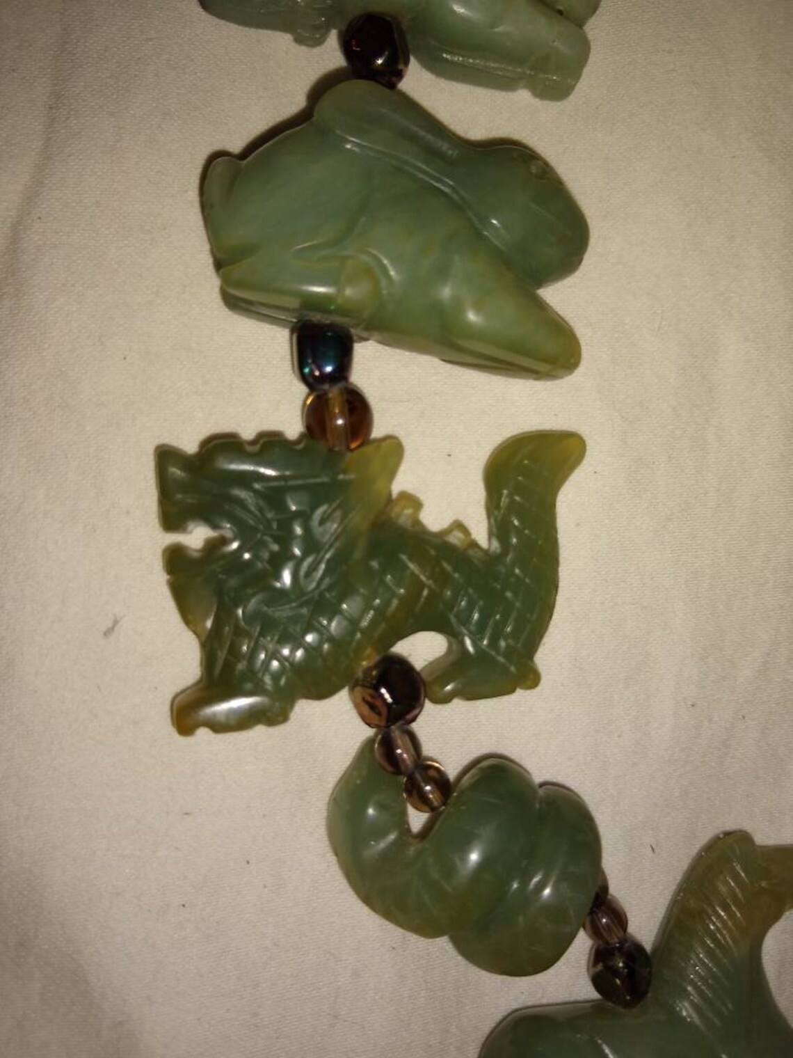 Chinese Jade Zodiac Animals Necklace Monumental Vintage Etsy