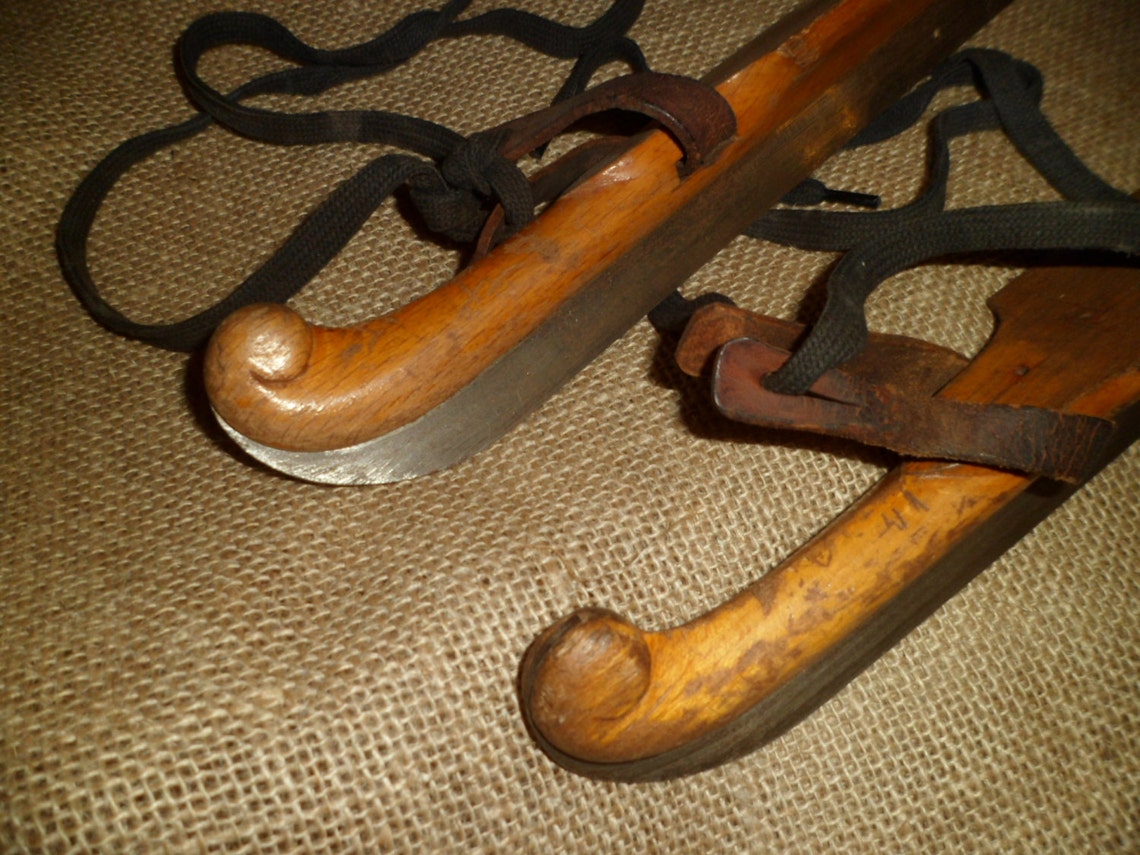 Antique Wood & Steel Ice Skates Dutch J Nooitgedagt and Zn Etsy