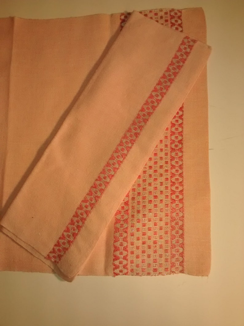 Silver Fleck Vintage Pink Stripe Linen Place mats and Napkins