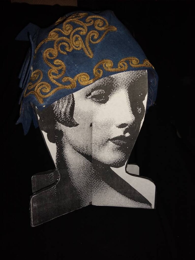 Amazing Cloche Wool Downton Abbey Blue Gold Braid Donna Marie Paris New York