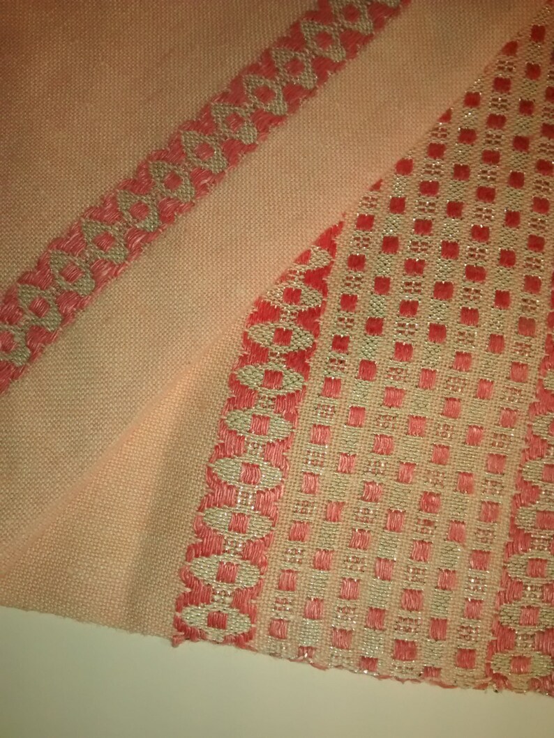 Silver Fleck Vintage Pink Stripe Linen Place mats and Napkins