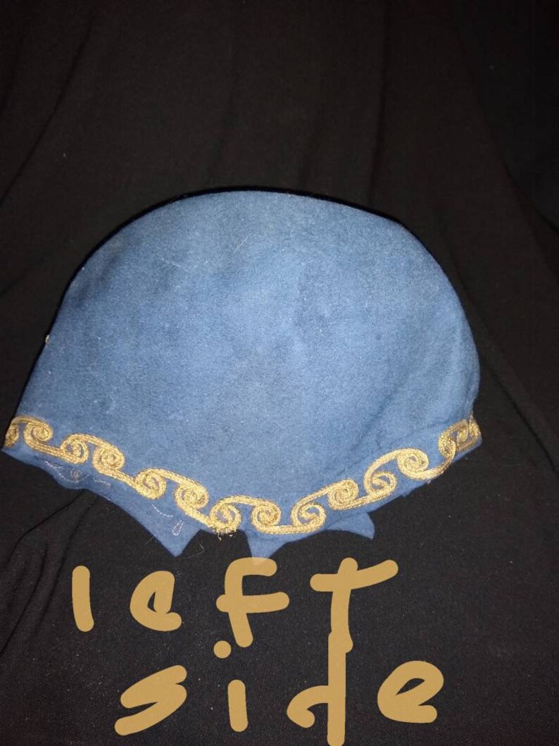 Amazing Cloche Wool Downton Abbey Blue Gold Braid Donna Marie Paris New York