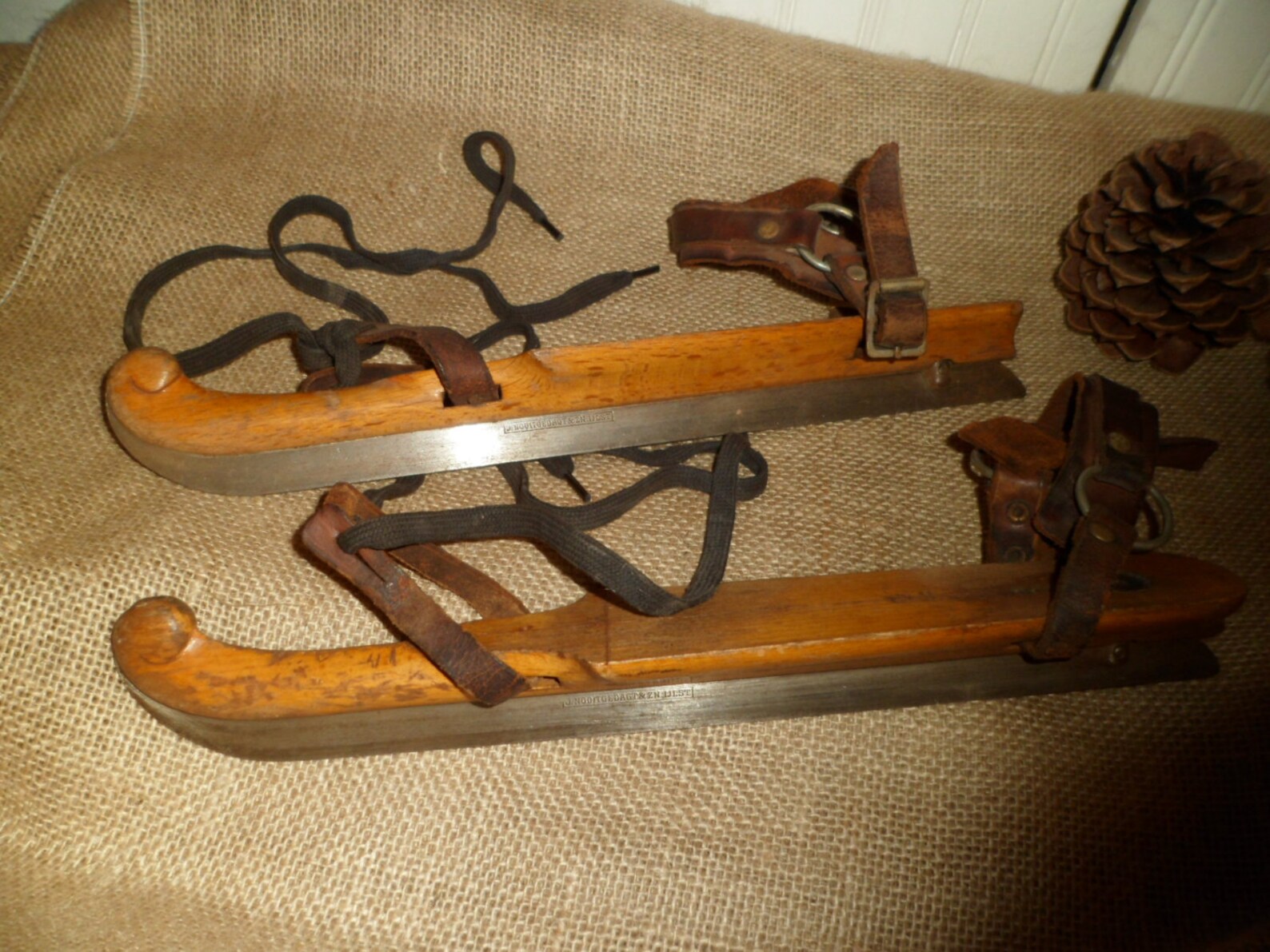 Antique Wood & Steel Ice Skates Dutch J Nooitgedagt and Zn Etsy