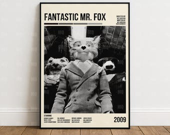 Fantastic Mr. Fox Poster, Wes Anderson, Vintage Movie Poster