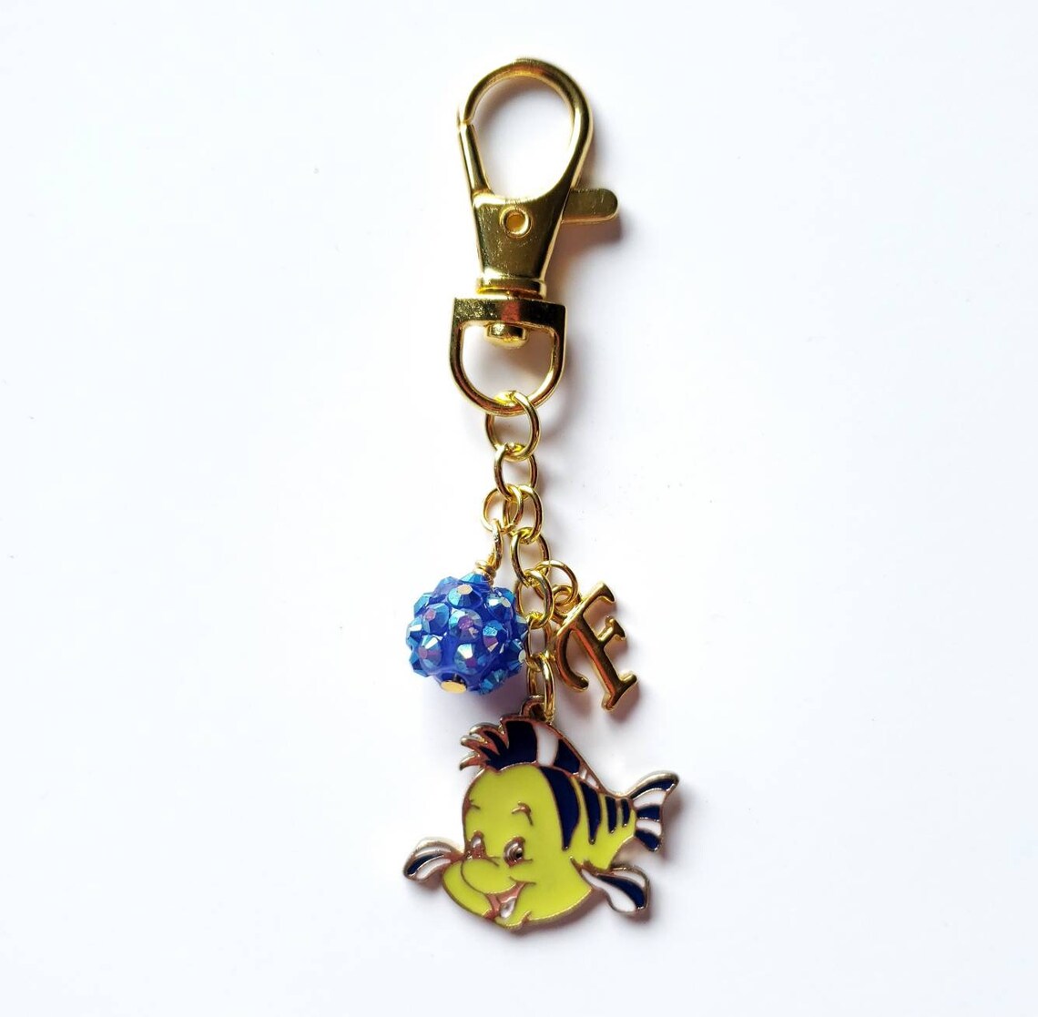 Flounder personalized keychain disney little mermaid | Etsy