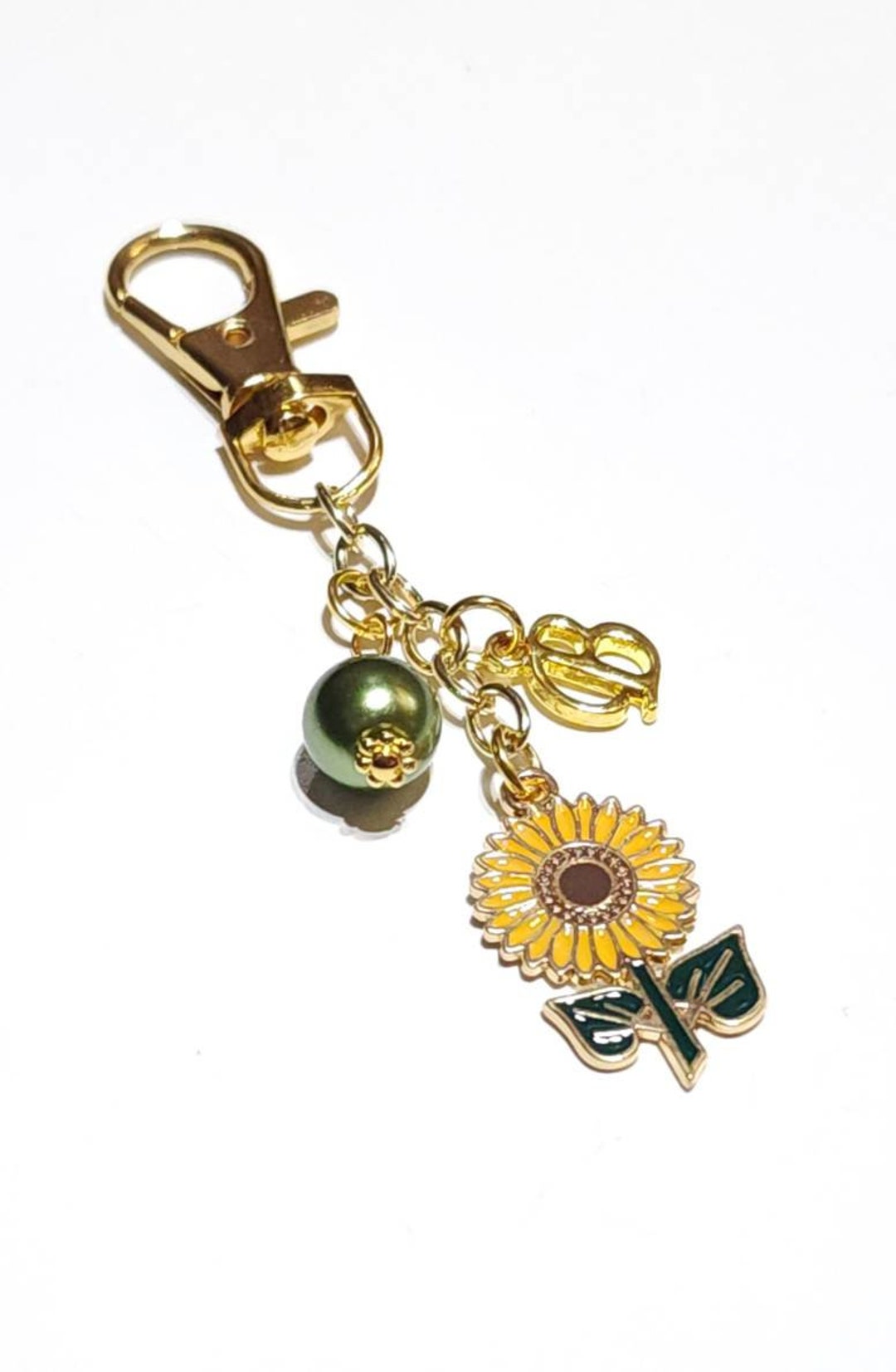 Personalized Sunflower Keychain, Custom Name Letter Jewelry for Kids