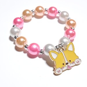 Beaded puppy dog bracelet for kids, girls birthday party, everyday gift, animal lovers gift, charm bracelet, dog lovers gift, Easter basket