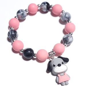 Beaded puppy dog bracelet for kids, girls birthday party, everyday gift, animal lovers gift, charm bracelet, dog lovers gift, Easter basket