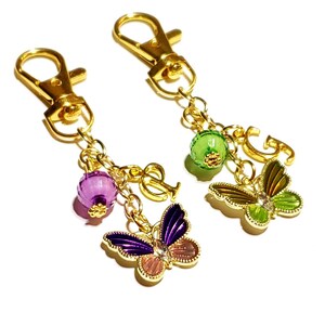 Personalized butterfly keychain, gift for girls, gift for her, green purple butterfly keychains, custom name keychains kids, name keychains