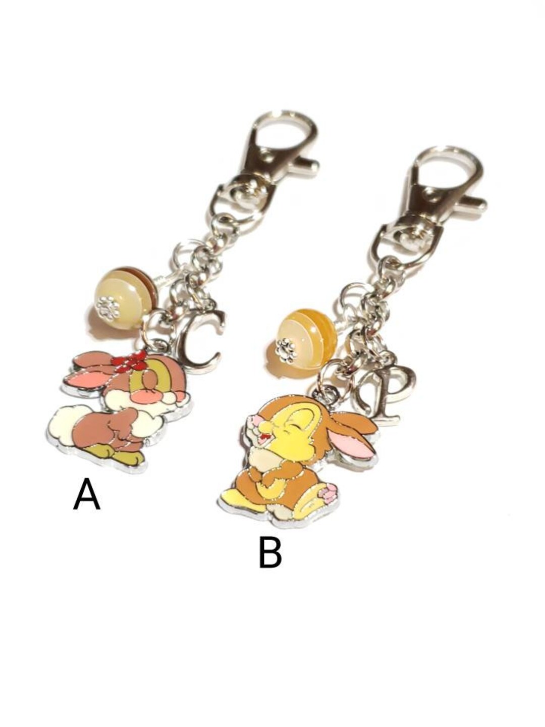 Kids Rabbit Personalized Keychain, Customized Name Letter Keychain