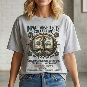 インパクト・アーキテクツ・コレクティブTシャツ、倫理的なテクノロジー・コーダー向けギフト、ソフトウェアエンジニアTシャツ、公平なソリューション・プログラミングTシャツ、ギークなITシャツ