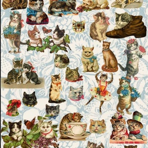 Autocollants découpés vintage Kitty Cats