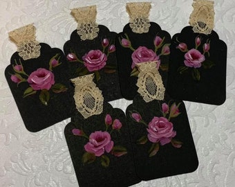 Handpainted Victorian Style Floral Mini Tags