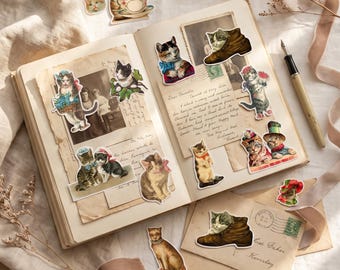 Vintage Kitty Cats gestanste stickers