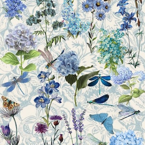 Pegatinas troqueladas de flores, mariposas y libélulas de color azul: ¡impresionantes!