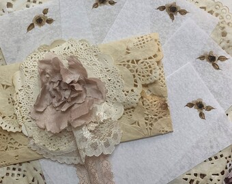 Doily Pockets and Vellum ~ Cafe au Lait