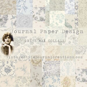 Collaged Tones of Grey and Floral Printable Paper ~ Stunning!