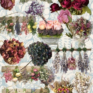Adesivos recortados de designer de flores secas