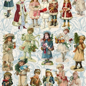 Pegatinas troqueladas de estilo vintage para niños de Navidad