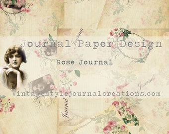 Women and Roses Printable Vintage Journal Paper