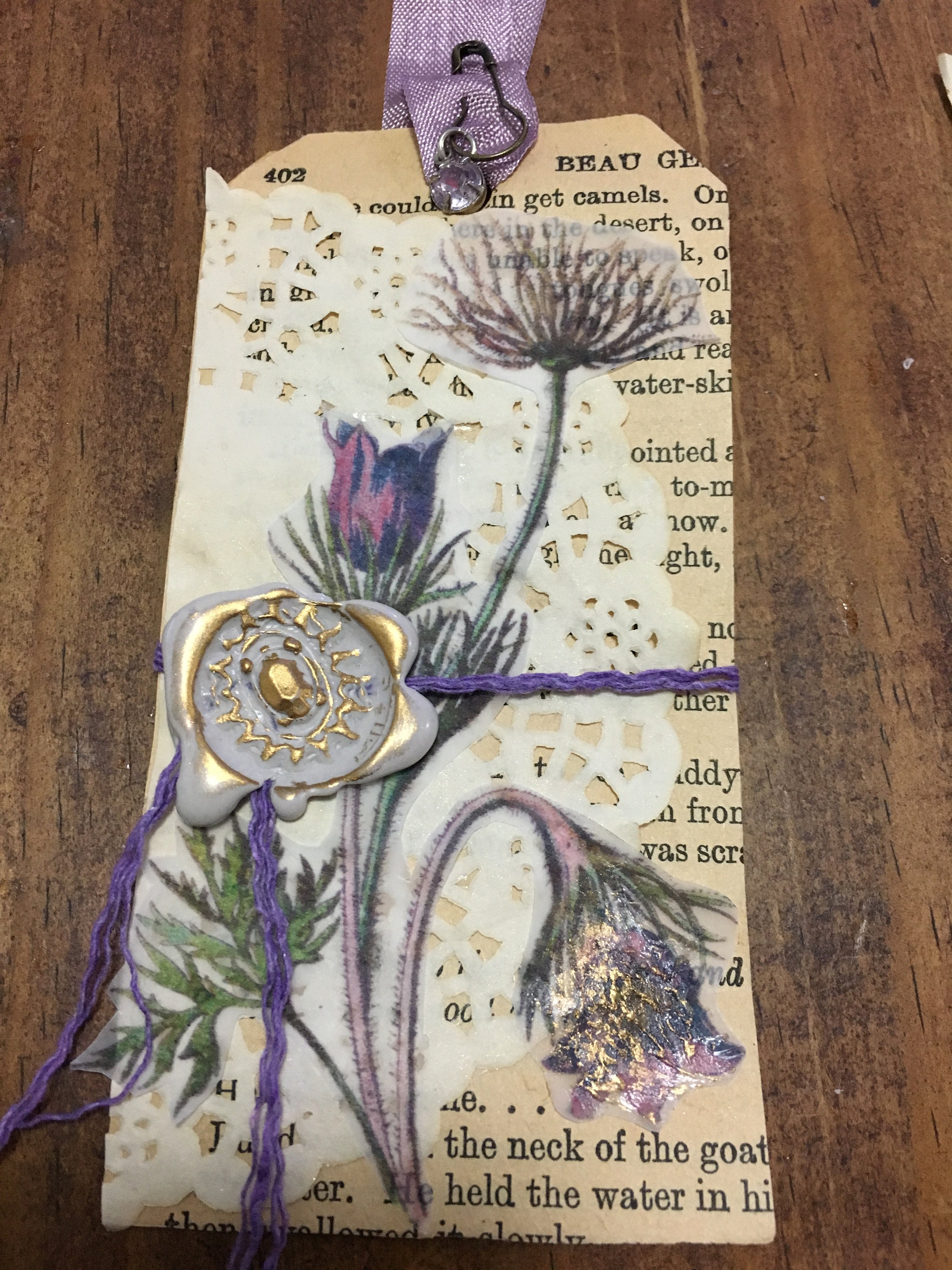 vintage style floral journal tags with wax seal