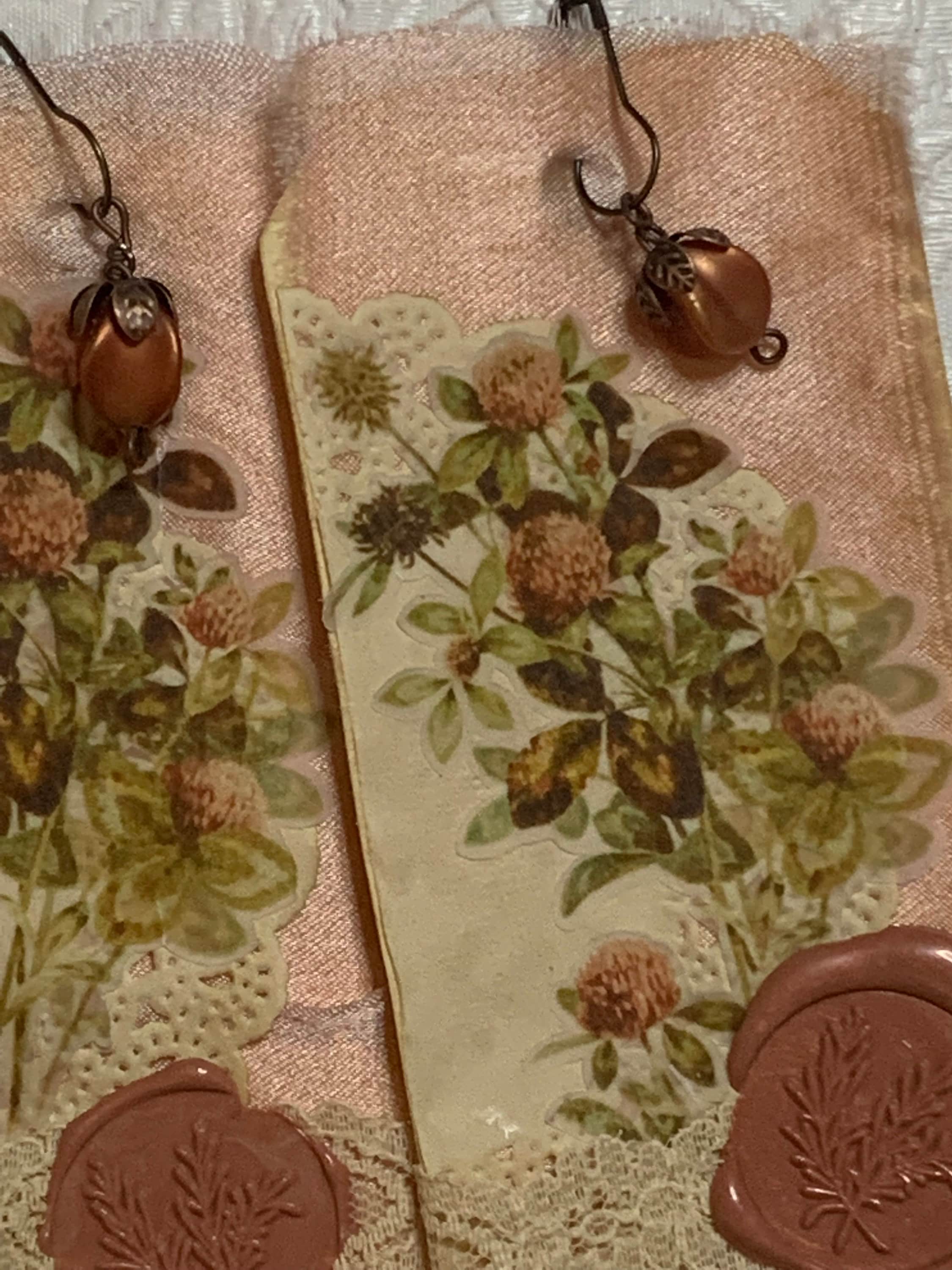 vintage style vellum floral journal tags