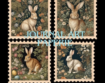 Bunny Rabbit Stamps – Floral Garden Die Cut Stickers