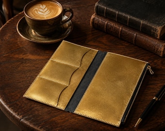 Handmade Cowhide Multi-Pocket Journal Insert with Card Organizer, Zipper Pocket, Personalized Name for A5/A6/B6/TN Planner Covers