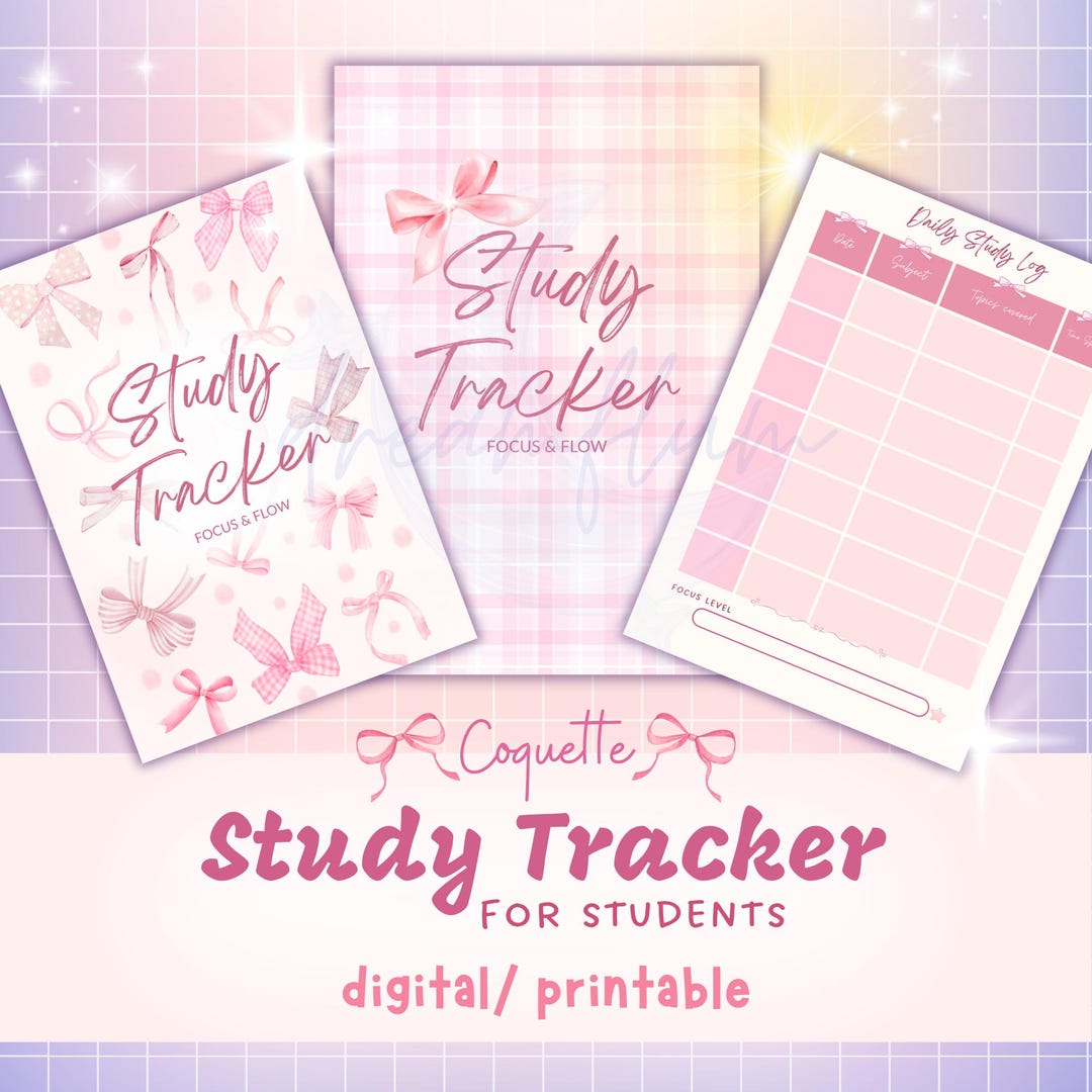 Study Tracker for Students: Coquette and Pink (digital Download) - Etsy