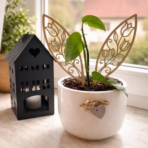 Hasenohren aus Holz zum Einstecken – Osterdeko für Blumentopf – Filigrane Frühlingsdekoration – Wiederverwendbare Holz Deko