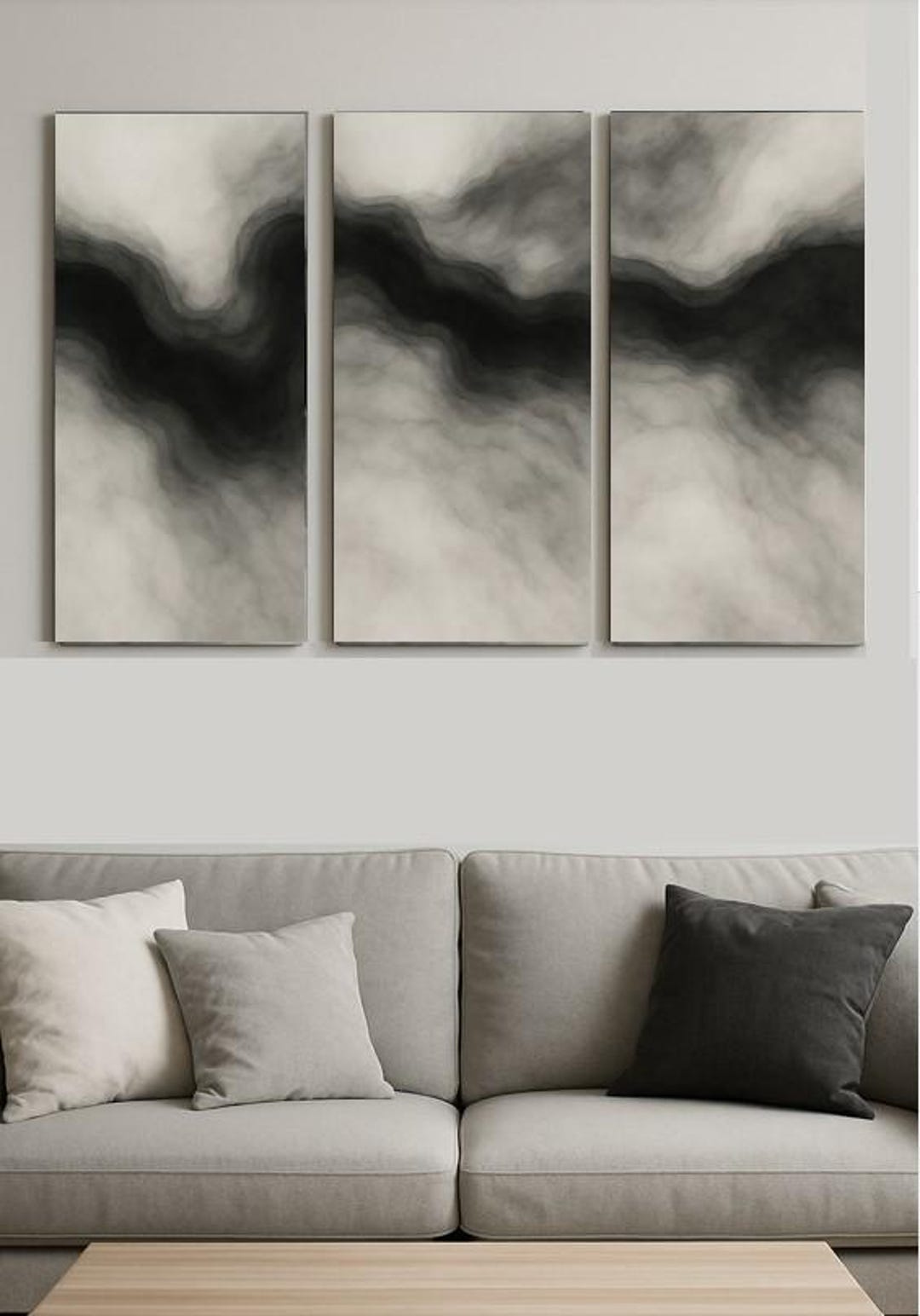 Set of 3 Luxury Abstract Art | Modern Minimalist Wall Decor | Neutral ...