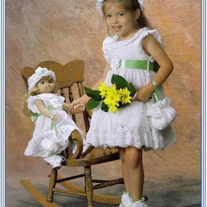 American Girl Größe Weihnachten Häkelkleider für Dolly and Me Delsie Rhoades Größe 2-6 & 18 "Puppenmuster, Download über Etsy
