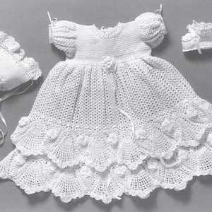 CROCHET PATTERN Christening Gown Outfit Baby dress blanket and booties pdf by Delsie Rhoades download through Etsy image 3