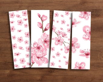 Cherry Blossom Bookmarks Printable Pink Sakura Bookmark Set (PDF & JPG)