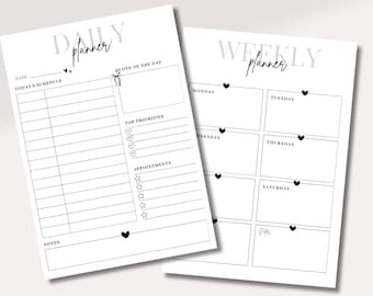 2026 Minimalistischer Tages- & Wochenplaner Set (A4 Printable)