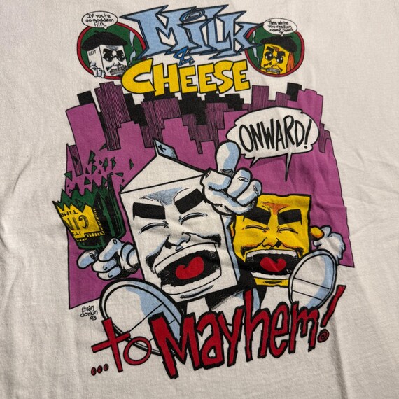 Vintage 1993 Milk & Cheese Onward to Mayhem T-Shirt XL Evan Dorkin Single Stitch View 2
