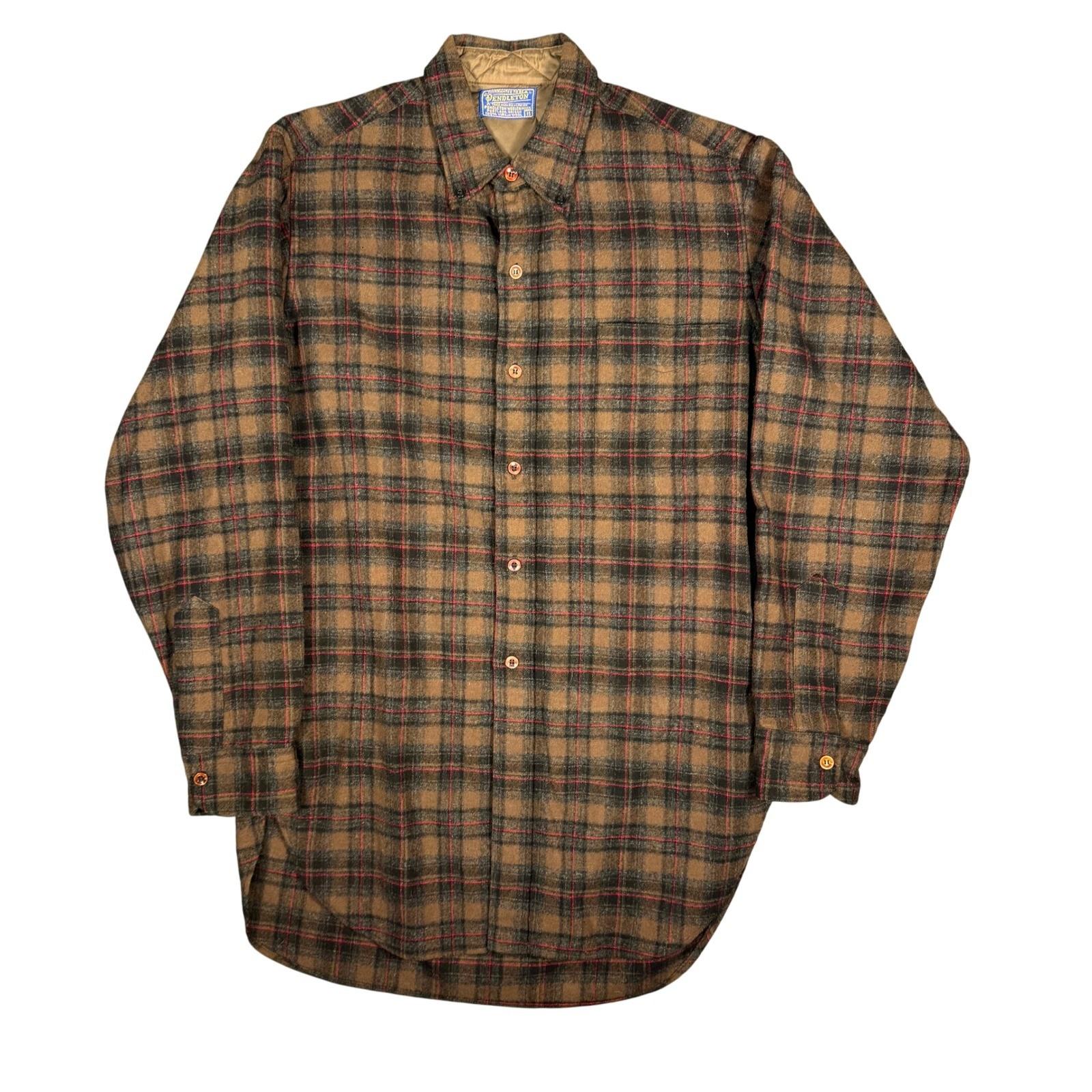 トップス 50' PENDLETON Vintage wool check shirt Vintage Pendleton Virgin Wool Distressed Shirt/jacket in Brown and
