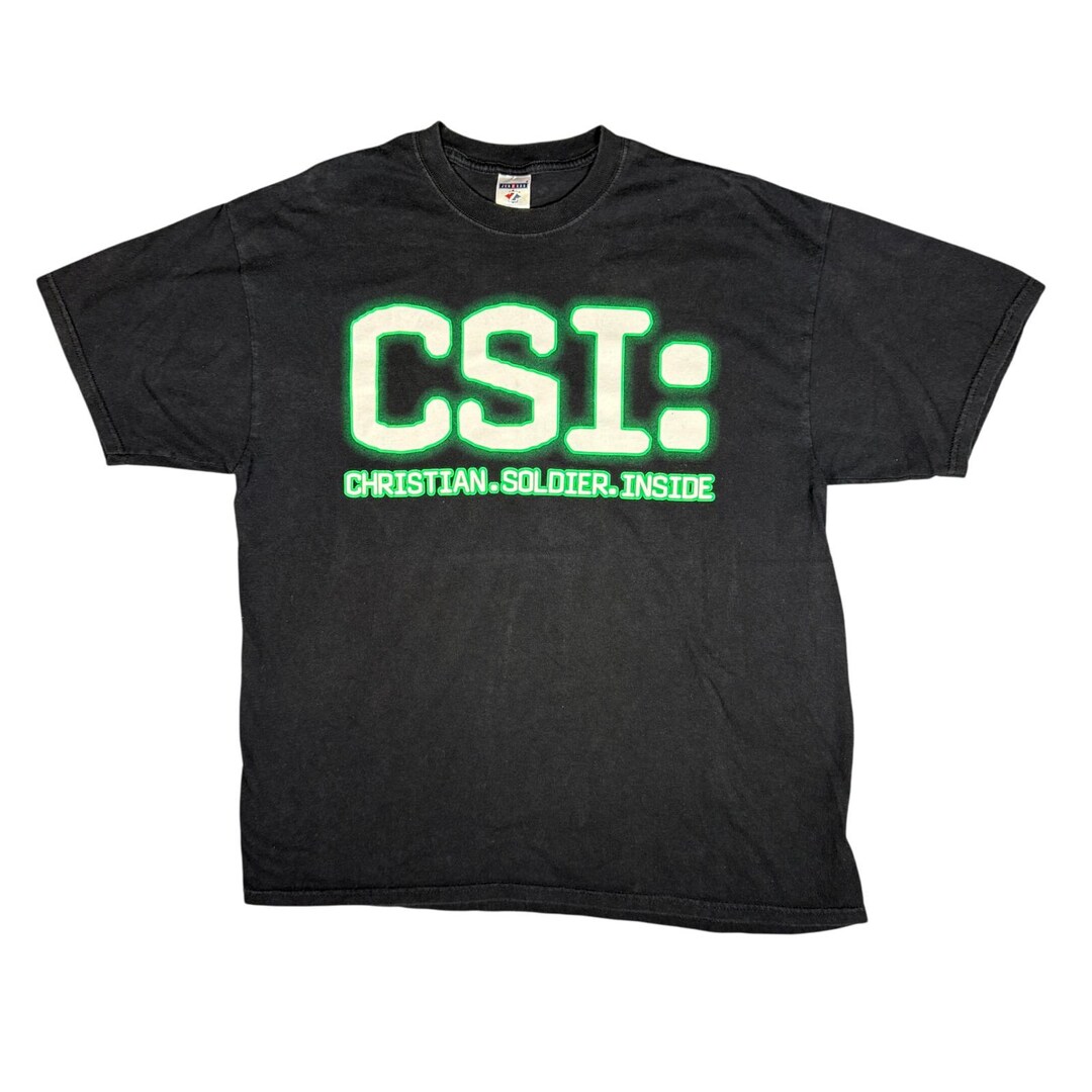Vintage CSI Christian Soldier Inside Black Graphic T Shirt Mens XL - Etsy