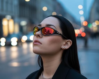 Vintage Oakley Sunglasses Black Rare Oakley Fire Mirror Lenses, 90s 2000s Futuristic Eyewear