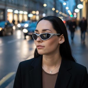 Vintage Oakley Sunglasses White – Rare Oakley, Blue Mirror Lenses, Futuristic 90s 2000s Eyewear image 1