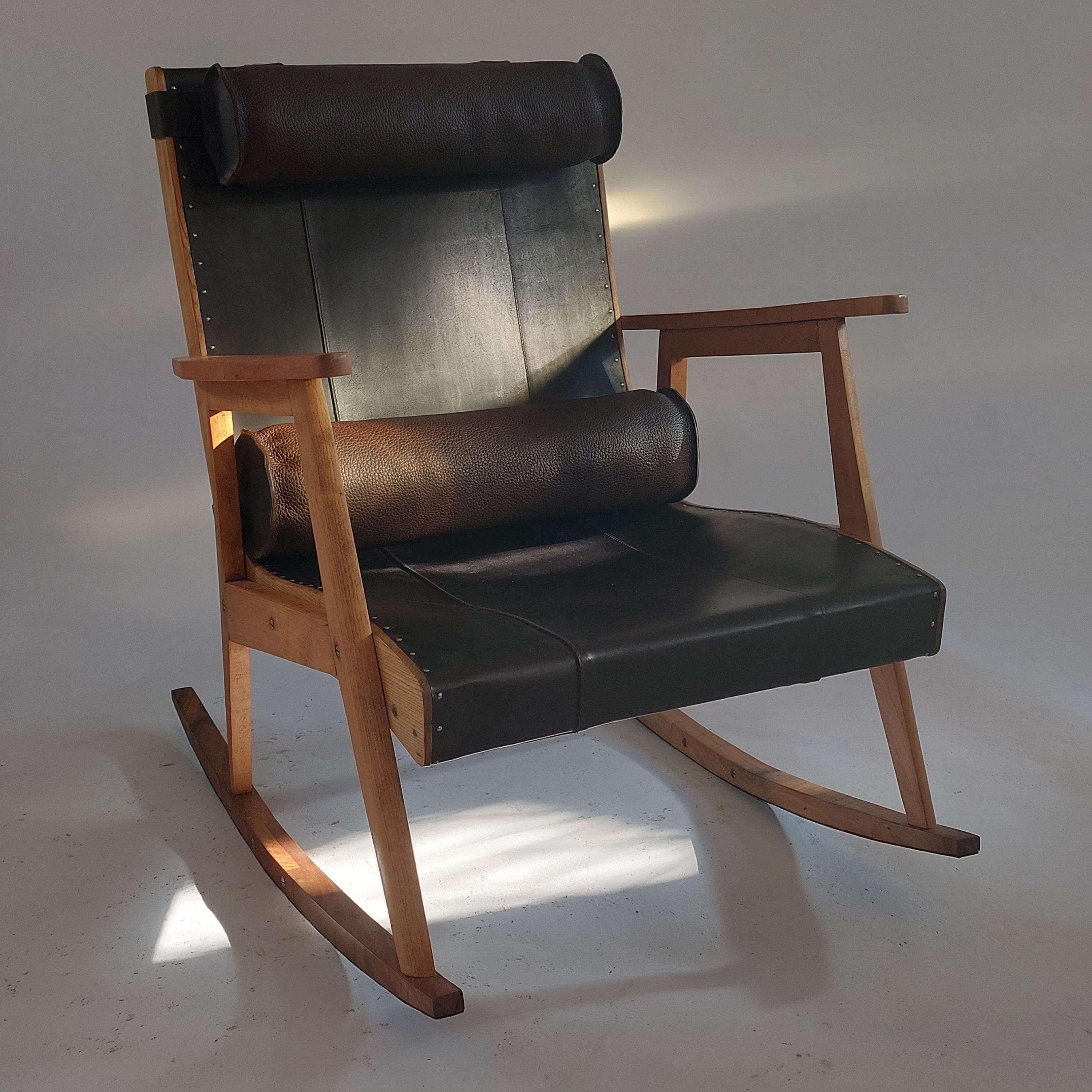 Vintage rocking chair leather seat - Etsy 日本