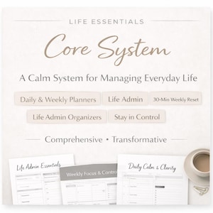 Life Printable Planner – Digital Download Essentials Core System Organization Pdf