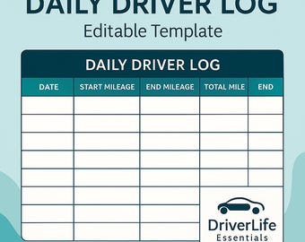 Digital Printable Tracker, Editable Mileage and Finance Tracker, Trip & Driver Log, Fillable PDF Planner
