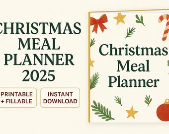Christmas Meal Planner, Holiday Dinner Menu, Fillable PDF (Digital Download)