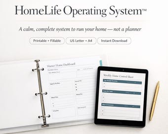 Home Management System | Printable, Fillable PDF (US Letter & A4) Digital Download