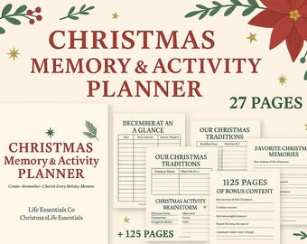 Christmas Memory & Activity Planner, Holiday Traditions (Digital Download)