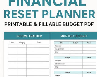 Financial Saving Planner Printable, Bill & Debt Payoff Tracker (Fillable PDF)